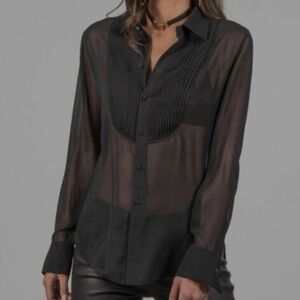 Robert Graham Black Silk Blend Marina Tuxedo Shirt SZ XL Sheer Luxury NWOT READ